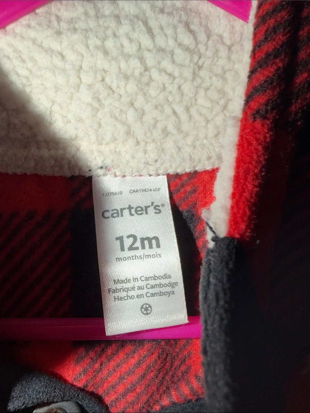 Carter's Red and Black Buffalo Plaid Button-Front Pullover